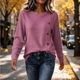 thumbnail image 3 of cocolona Womens Fall Sweater Plus Size Long Sleeve Decorative Buckle Crew Neck Sweaters, 3 of 7