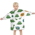 thumbnail image 3 of White Green Dinosaurs Speech Bubbles Pattern Blanket Hoodies for Kids 6-13YR Oversize Wearable Blanket Hoodies for Boys Girls Teens, 3 of 7