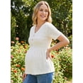 thumbnail image 3 of Bearsland Women's Maternity Clothes Embellished Lace Ruffle Top V-neck Short Sleeve Pregnancy Blouse, 3 of 7