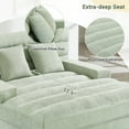 thumbnail image 5 of 63" Oversized Chaise Lounge Indoor, Chenille Upholstered Boneless Sofa Bed with Adjustable Backrest and LED Light Strip, Deep Seat Sleeper Couch for Living Room, Green, 5 of 8