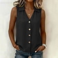 thumbnail image 4 of cocolona Womens Summer Tank Tops Sleeveless Lapel Button Back Pleated Shirts Dressy Casual Solid Color Blouses, 4 of 5
