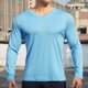 thumbnail image 1 of pstuiky camisas de manga larga para hombre, Blusas y camisas de manga larga informales con cuello en V y colores lisos a la moda para hombre Tops de hombre l, 1 of 4