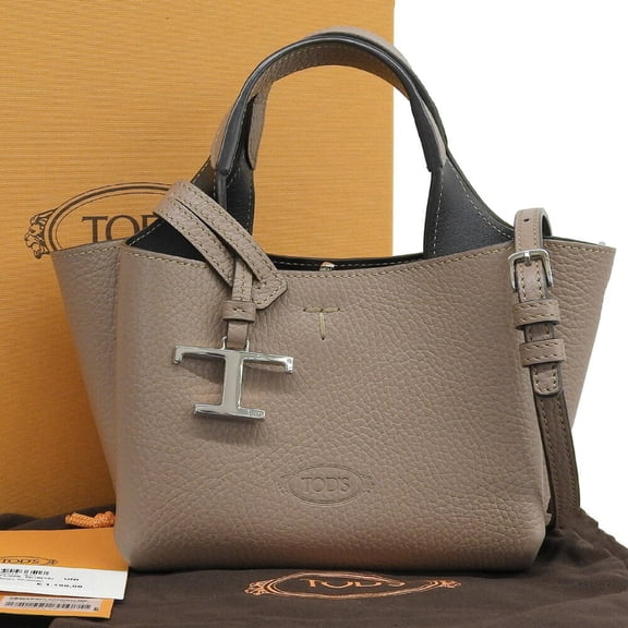 Pre-Owned Tod's T-Timeless Micro XBWAPAFL000 QRI036I Leather Bag, Beige