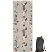 Cute Cartoon Dachshund Hot Yoga Mat Towel Non Slip for Hot Yoga - Quick-Drying Yoga Mat Cover with 4 Corner Pockets with Travel Bag - Hot Yoga Towel Non Slip Grip Moisture Wicking Sweat 70"x26"