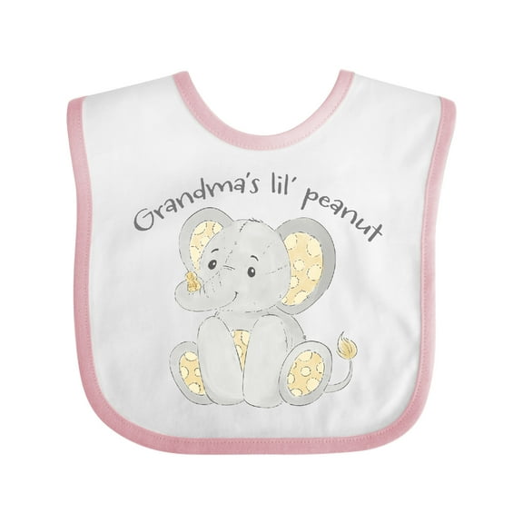 Inktastic Grandma's Lil' Peanut Polka Dot Elephant Boys or Girls Baby Bib