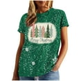 thumbnail image 6 of Tejiojio Women Clothes Clearance Plus Size Womens' Fashionable Christmas Deer Print Short Sleeved Round Neck Top/shirt Christmas Eve Gifts for her, 6 of 7