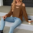 thumbnail image 2 of EDFBUYKRS Womens Fall Long Sleeve Tunic Tops Notch V Neck Shirt Casual Pleated Basic Pullover Xl, 2 of 9