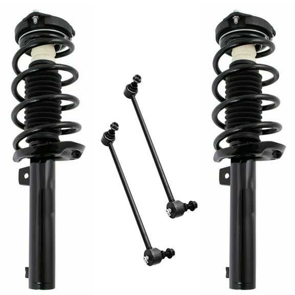 Detroit Axle - Front Struts Sway Bars for VW Golf Jetta CC Beetle Passat Audi A3 Quattro Complete 2 Struts w/ Coil Spring 2 Front Sway Bars Replacement Suspension Kit