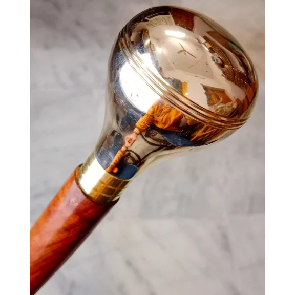 SOLID BRASS HANDLE ANTIQUE SPIRAL DESIGNER WOODEN WALKING STICK CANE ITEM GIFT.