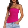 thumbnail image 1 of Top Bandeau PRETTYGARDEN Sin Tirantes Fruncido Rojo Rosa XL, 1 of 6