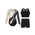 thumbnail image 1 of Miutii Kids Girls Gymnastics Leotards Shiny Rhinestones Mesh Back Keyhole Unitards Jumpsuits with Crop Tops Shorts Silver 6, 1 of 5