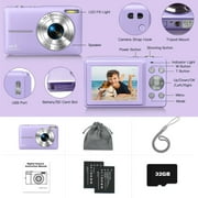 Melcam 1080P Digital Camera 44MP 16X Digital Zoom Compact Point and Shoot Camera Portable Small Camera Starter Camera for Teens Students Boys Girls Seniors(purple)