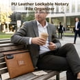 thumbnail image 3 of Brown PU Leather Lockable Notary File Organizer, 13.39 x 10.63 Inches, with Combination Lock & Zipper Closure, for A4 Documents, Portable Business Travel, 3 of 6