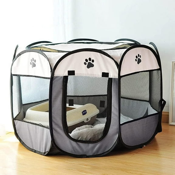 TJOUL Portable Pet Playpen, Dog Playpen Foldable Pet Exercise Pen Tents Cat House Playground for Puppy Kitten Indoor Outdoor Travel Camping Use