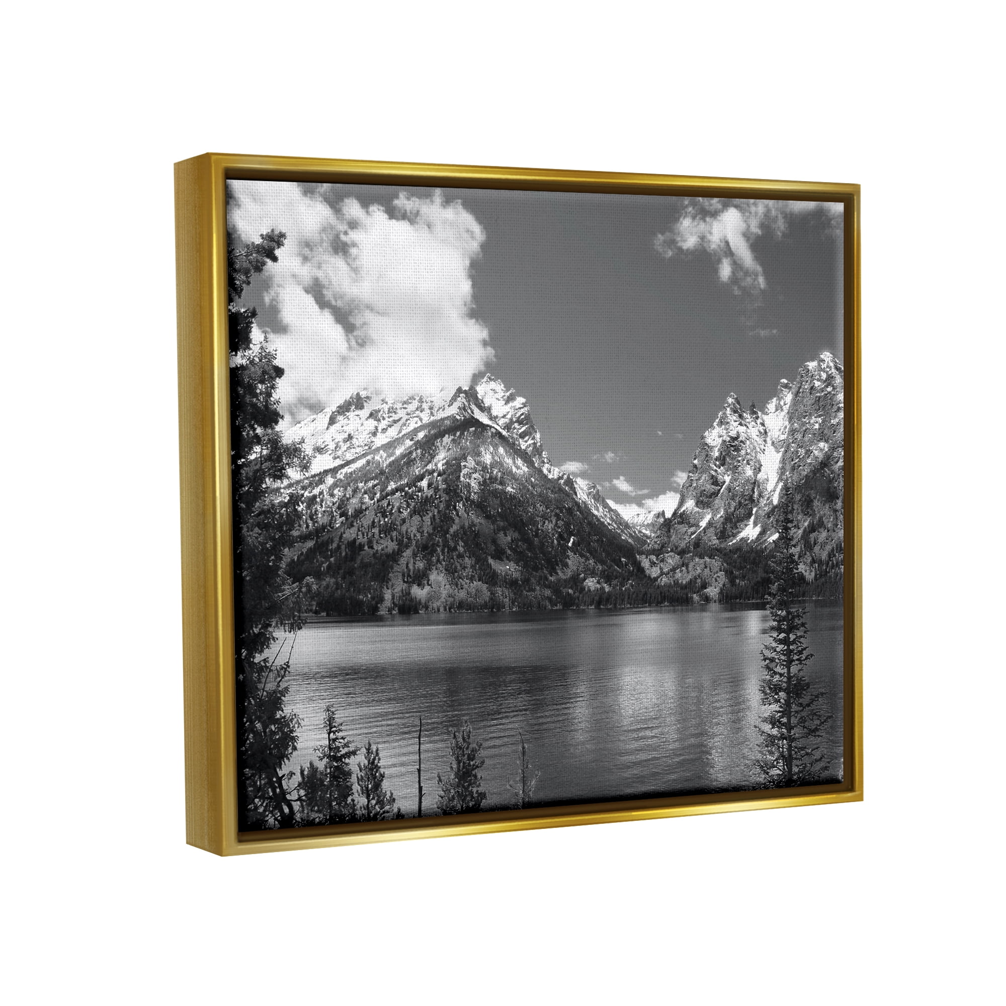 Stupell Industries Nature Pond Landscape Landscape Photography Gold Floater Framed Canvas Art Print Wall Art, 21 x 17