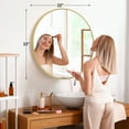 thumbnail image 6 of LIFERECORD 30" Round Mirror, Wall Mounted Circle Mirror, Vanity Mirror with Brushed Aluminum Alloy Frame for Entryway, Bathroom, Living Room, Gold, 6 of 7