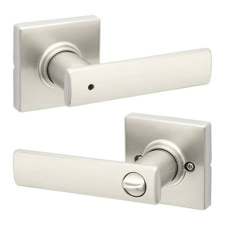 Kwikset Breton Square Privacy Lever Doorknob Satin Nickel
