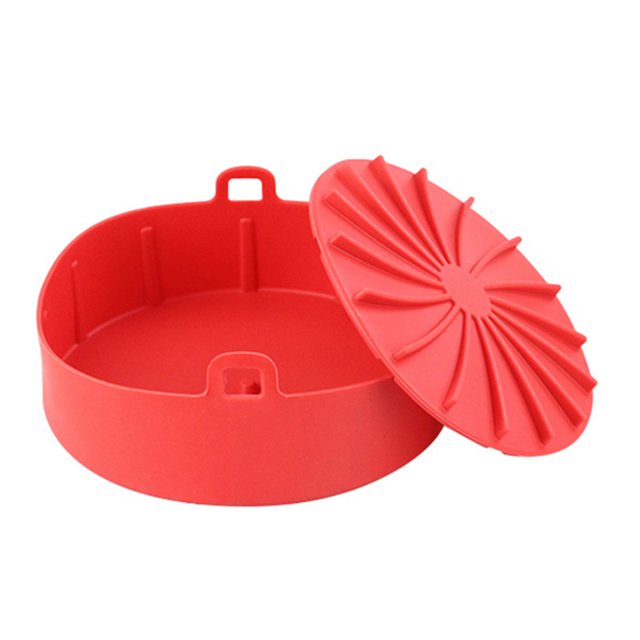 CAROOTU Air Fryer Silicone Pot with Lid Multifunctional Grill Plate Heat Resistant Oven Accessories Practical Kitchen Tool New