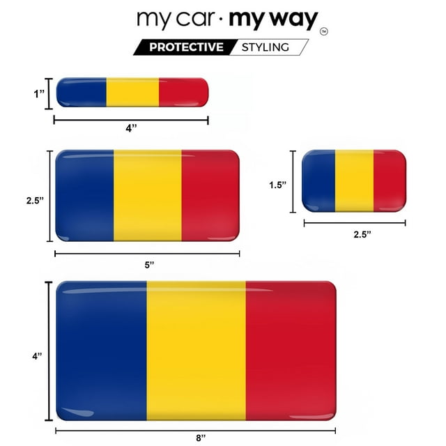 Ma Voiture Mon Chemin Drapeau Roumain Décalcomanies/autocollants 3D en Forme de Dôme / Décalcomanies de Drapeau de Roumanie