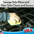 thumbnail image 6 of LOLA Heavy Duty Non-Scratch Scouring Sponge, Sponge Side Wipes & Protects Hands, Fiber Side Cleans & Scrubs, 3.75" x 2.75" x 1.875", 6 of 7