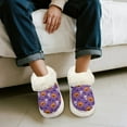 thumbnail image 5 of POLERO Purple Pumpkin Skull Print Women's House Slippers Thick Sole Fuzzy Slippers for Women Men Fluffy Home Shoes, Size 4-5, 5 of 7