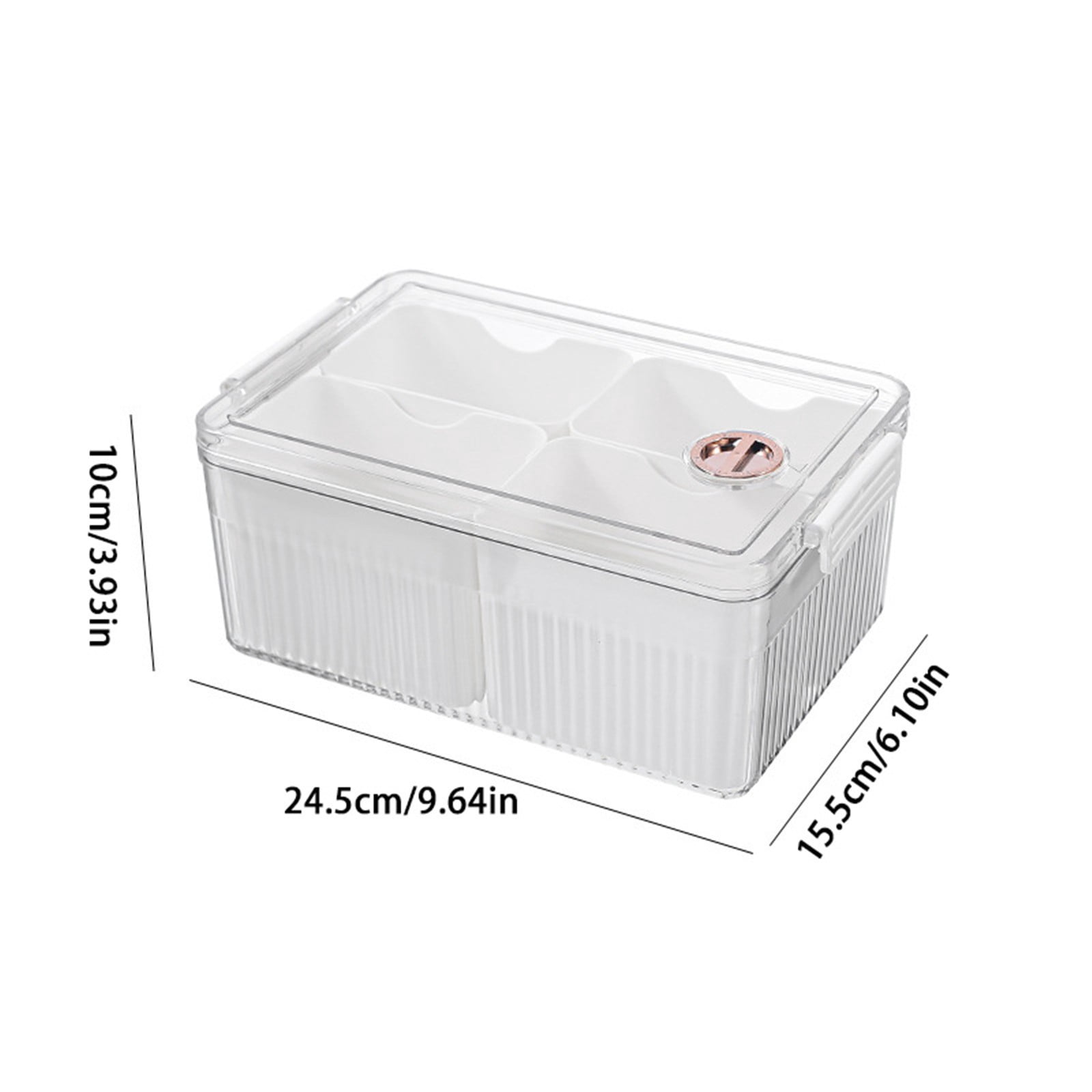 Huayishang Storage Box, Kitchen Essentials Clearance Sale Kitchen Refrigerator Meat Vegetable Cooked Food Storage Dedicated Transparent Detachable Lid Four-Grid Storage Box