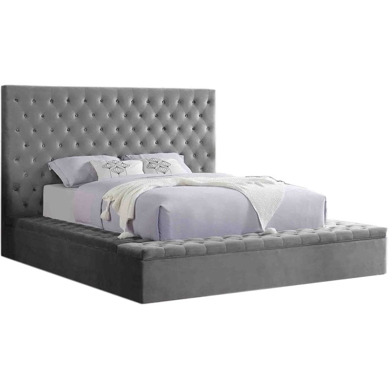 Best Master Furniture Cierra Fabric, Grey Upholstered King Bed With Storage
