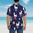 thumbnail image 4 of Sikiie Lama in Space Print Men's Hawaiian Shirt, Summer Beach Button Pocket Short Sleeve T-Shirt,XX-Large, 4 of 7