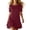 Wine, variant on Women's Casual Short Sleeve T-Shirt Dress, Round Neck Loose Fit Solid Color with Ruffle Hem, Lightweight Summer Mini Dress for Vacation & Daily Wear