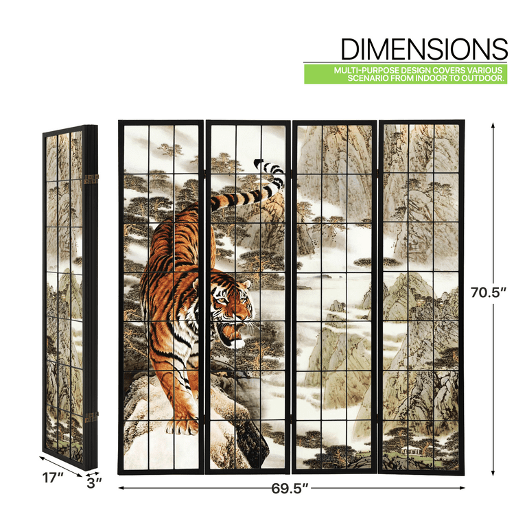 Magshion Decorative Indoor 4-Panel Tiger Pattern Room Divider, Folding Privacy Screen, Black - Walmart.com Magshion Decorative Indoor 4-Panel Tiger Pattern Room Divider, Folding Privacy Screen, Black - Walmart.com
