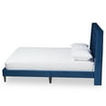 thumbnail image 3 of Baxton Studio Gothard Modern and Contemporary Navy Blue Velvet Fabric Upholstered and Dark Brown Finished Wood King Size Platform Bed, 3 of 10