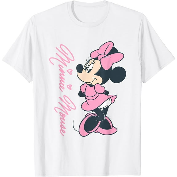 Minnie Mouse Pink Hearts DTG Print Unisex T-Shirt
