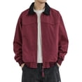 thumbnail image 2 of Men's Solid Color Outdoor Sports Casual Jacket with Pocket & Zipper, Red, Size XXXL, 2 of 5