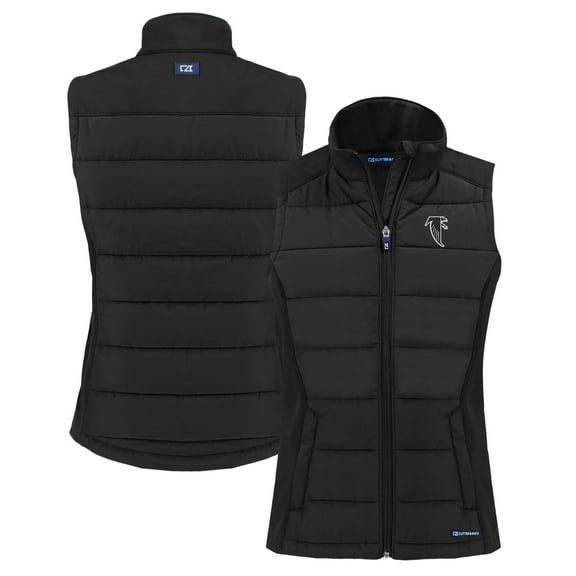 Women's Cutter & Buck Black Atlanta Falcons Throwback Evoke Hybrid Eco Softshell Recycled Full-Zip Vest