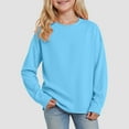 thumbnail image 2 of idosla Girls Long Sleeve Tees Solid Color Soft Loose Casual T-Shirts Kids Basic Crewneck T-Shirts Top for Teen Youth (Sky Blue, 9-10 Years), 2 of 5