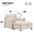 thumbnail image 2 of 38" Single Sofa with Storage Ottoman, Adjustable Phone Holder, USB Charger, Side Storage Pockets, Pillow-Like Armrests, Wide Seat Chaise Lounge for Living Room, Chenille, 4 Colors, 2 of 9