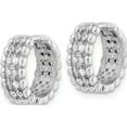 thumbnail image 2 of Sterling Silver Rhodium-Plated Polished Cz Hinged Hoop Earrings (15 X 15.38) Made In China qe16302, 2 of 5
