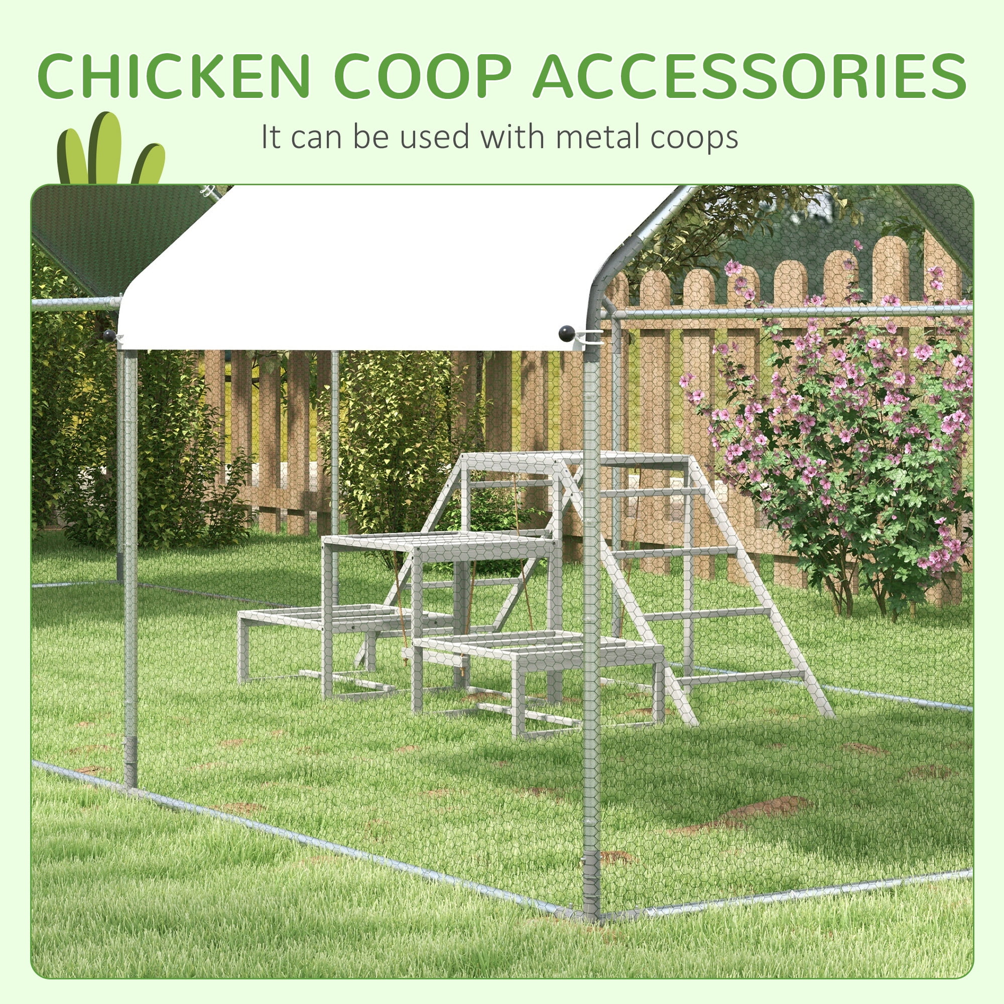 ZephyPaws Wooden Chicken Swing Set with Multi-Level Ladder, Swings, and Platforms for Chicken,Duck,Brown