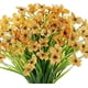 thumbnail image 1 of XmhyTop 12 ramos de flores artificiales para exteriores, flores falsas anti-UV que no se decoloran, plantas artificiales para decoración de marcos de ventanas de porches y jardines (amarillo), 1 of 5