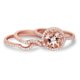 thumbnail image 1 of JeenMata Anillo Curvo Pavé Morganita y Moissanita de Corte Redondo de 1,75 Quilates Creadas en Laboratorio: Conjunto Nupcial de Trío con Halo: Baño de Oro Rosa de 18 K sobre Plata, 1 of 6