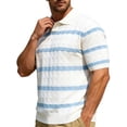 thumbnail image 4 of Maean Mens Striped Short Sleeve Top Sweaters Collared Fashion Dressy Knit Shirts for Work Business Blouses, 4 of 6