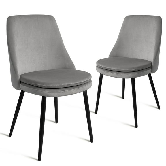 Modern Dining Chairs Armless Accent Chairs with Detachable Padded, Set of 2, Grey