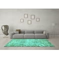 thumbnail image 3 of Ahgly Company Machine Washable Indoor Rectangle Abstract Turquoise Blue Modern Area Rugs, 8' x 10', 3 of 4