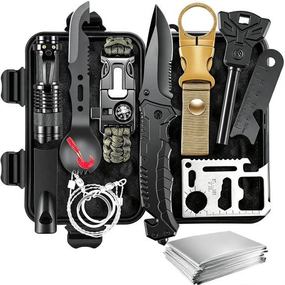GJX 11-In-1 Emergency Survival Kit for Men,Outdoor Gear for Camping Hiking Backpacking,Emergency Preparedness Tools Multi-Purpose Outdoor Gear