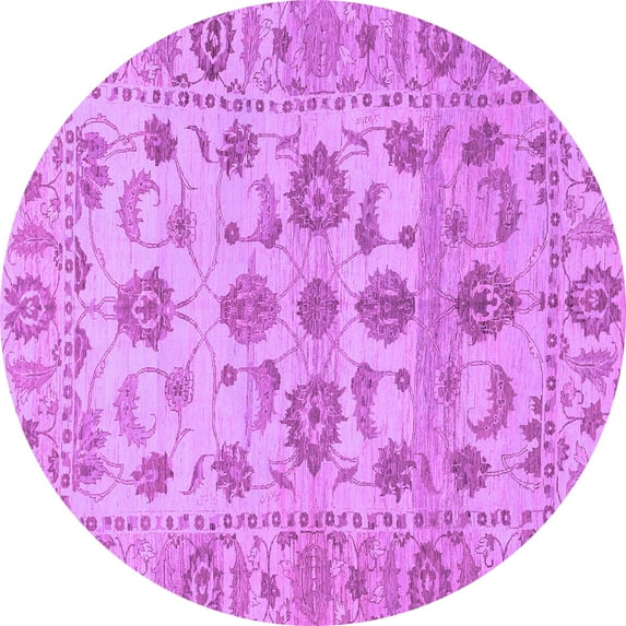 Ahgly Company Indoor Round Oriental Purple Traditional Area Rugs, 6' Round
