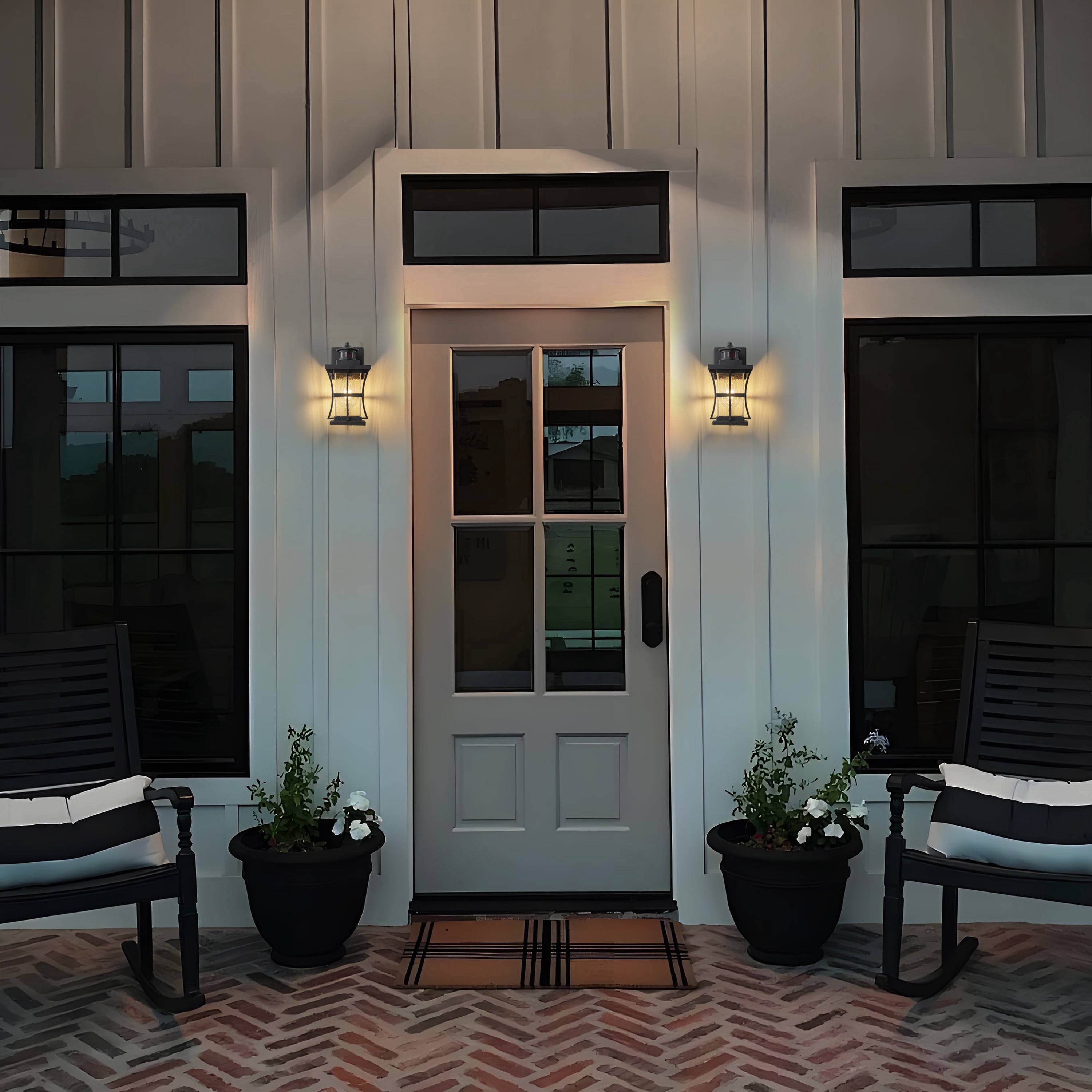 C Cattleya 2-Pack 11.25in. Motion Sensor Outdoor Wall Sconce, Dusk to Dawn Exterior Light Fixtures with Seeded Glass