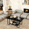 thumbnail image 6 of Baxluxe Coffee Table Set of 3, Faux Marble Coffee Table with 2 Round End Side Tables, Modern Living Room Table Set with Metal Frame for Apartment Home Office Small Place, Black, 6 of 7