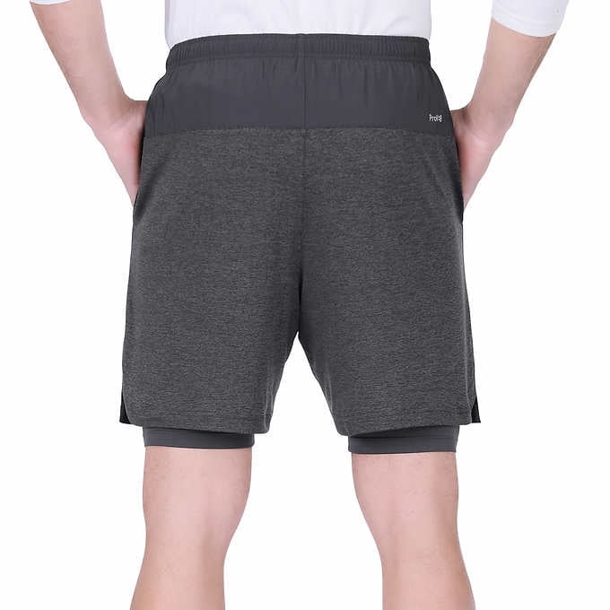 Spyder Men's 2 in 1 Drawstring Stretch Athletic Shorts, Medium
