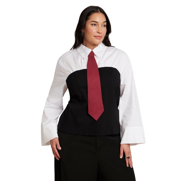 ELOQUII Women's Plus Size Bustier Button Up Twofer
