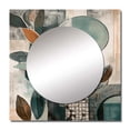 thumbnail image 2 of Designart "Abstract Bohemia Orange And Green I" Boho Feather Square Mirror Wall Decor Traditional - Large Orange Square Bathroom Mirror - Square Printed Wall Mirror Art, 2 of 5